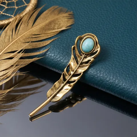 Retro Alloy Feather Brooch Pin Vintage Bronze Gold Tone Feather Lapel Pin Badge For Men Women Suit Jacket Accessories