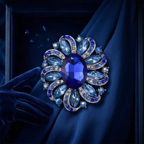 Elegante Acryl Strass Blumen Brosche Anstecknadel Für Damen Luxus Geometrische Kristall Blume Mantel Schmuck Dekoration Geschenk