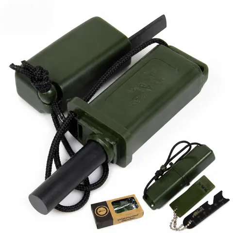 Outdoor Overleving Magnesium Vuursteen Vuurstarter Kit Met Noodfluit En Schraper Voor Kamperen Wandelen