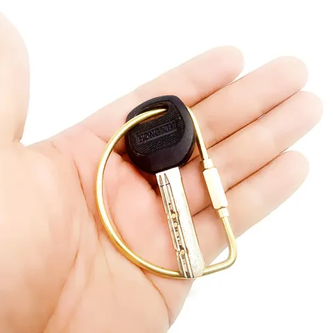 Brass Keychain Heavy Duty Metal Key Ring EDC Pocket Tool Car Key Organizer Retro Style Minimalist Key Holder