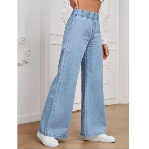 Femmes Casual Taille Haute Ample Jean Jambe Large Stretch Pantalones Denim Grande Taille Pantalon Confort Pour Tenue Quotidienne