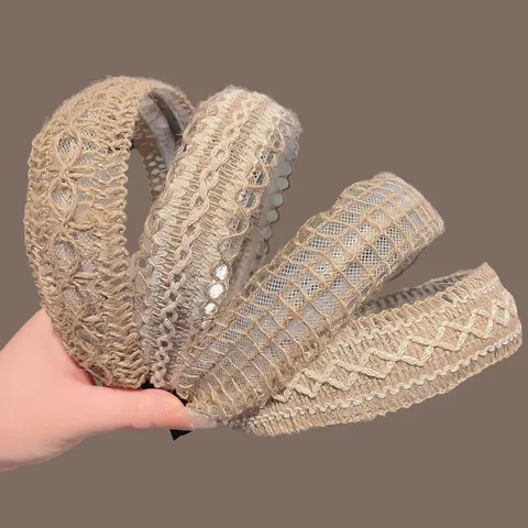 Serre-Tête Large Tressé en Paille Style Bohème pour Femmes Bandeau Épais Antidérapant Décontracté Quotidien