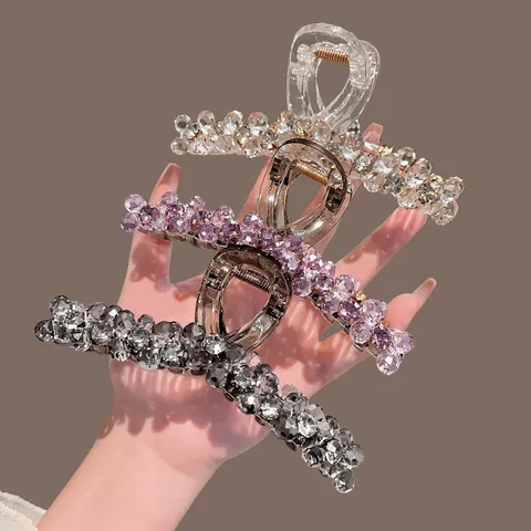 Große Legierung Strass Haarkralle Clip Für Dickes Haar Elegante Kristall Haarklammer Koreanischer Stil Geometrischer Dutt Kopfschmuck Für Damen Bankett Party
