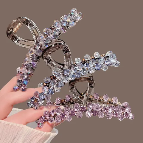 Große Legierung Strass Haarkralle Clip Für Dickes Haar Elegante Kristall Haarklammer Koreanischer Stil Geometrischer Dutt Kopfschmuck Für Damen Bankett Party