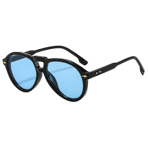 Retro Trendy Double Bridge Pilot Sunglasses For Unisex PC Frame Colorful Lenses Anti-UV Sun Protection Outdoor Casual Eyewear