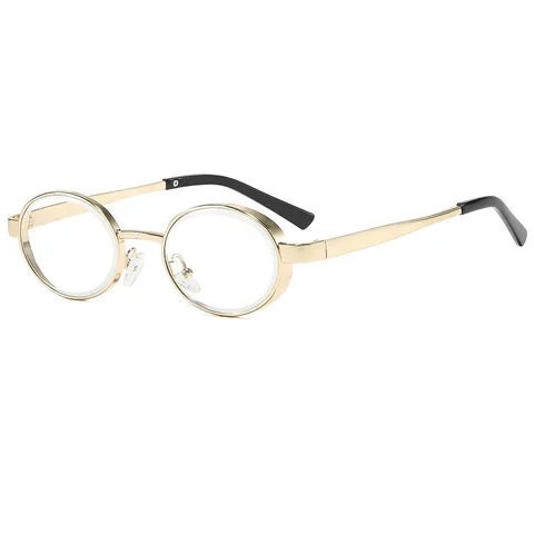 Vintage Metal Small Oval Sunglasses For Women Men Retro Round Frame Gradient Lens Fashion Street Style Shades Sun Glasses Eyewear