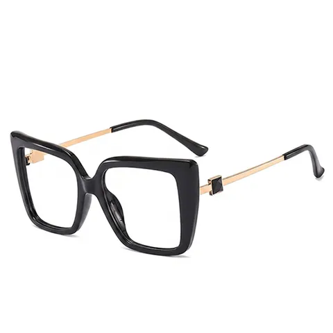 Trendy Oversized Square Reading Glasses For Men Women Fashion Color Block Plastic Metal Rim Eyeglasses Clear Lens Vision Magnifier