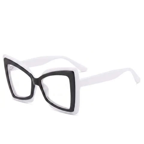 Fashion Oversized Cat Eye Butterfly Reading Glasses For Women Color Block Glitter Frame Clear Lens Presbyopic Glasses
