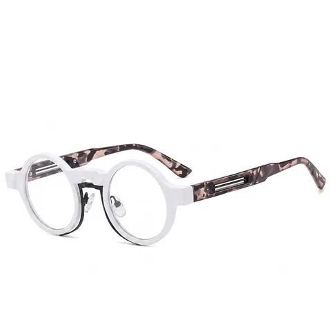Retro Ronde Heldere Bril Vintage Steampunk Metaal Kunststof Hybride Frame Bril Trendy Hip Hop Bril Voor Heren Dames