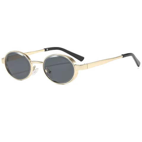 Vintage Metal Small Oval Sunglasses For Women Men Retro Round Frame Gradient Lens Fashion Street Style Shades Sun Glasses Eyewear