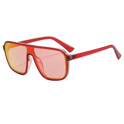 Retro Polycarbonate One Piece Oversized Sunglasses Unisex Double Bridge Aviator Sun Protection Fashion Eyewear