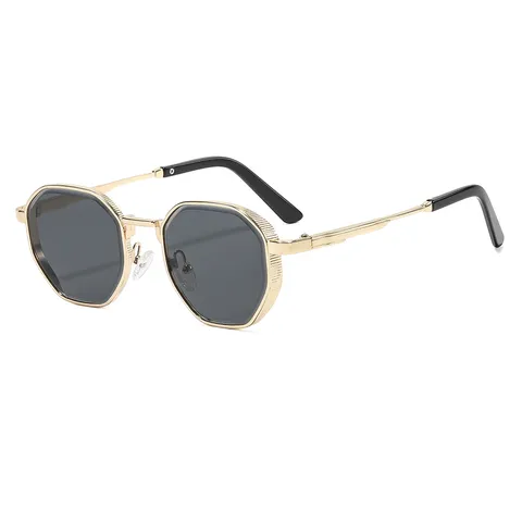 Vintage Metall Kleiner Rahmen Geometrische Sonnenbrille Für Damen Herren Unisex Modisch Retro Eckig Vollrand Schutzbrille