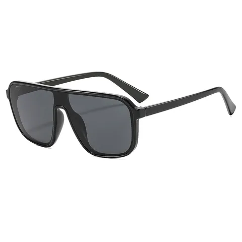 Retro Polycarbonate One Piece Oversized Sunglasses Unisex Double Bridge Aviator Sun Protection Fashion Eyewear