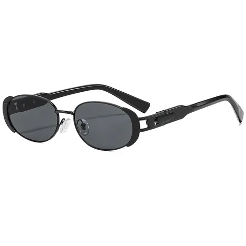 Vintage Metal Small Oval Sunglasses For Women Men Trendy Shades Colorful Gradient Lenses Streetwear Eyewear