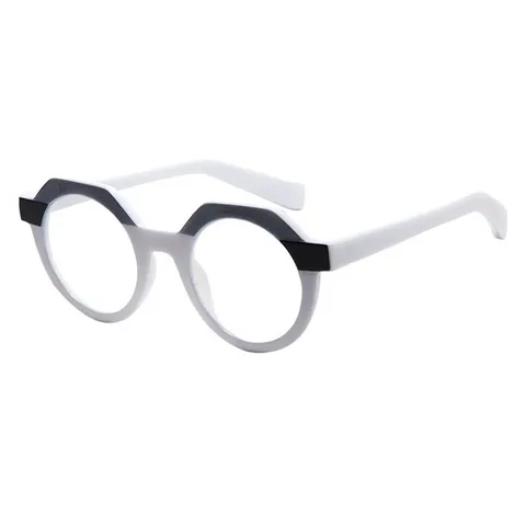 Lunettes de Lecture Vintage Euro-Américain Bloc de Couleur pour Personnes Âgées Femmes Hommes Monture Ronde Polygonale Grossissante À la Mode