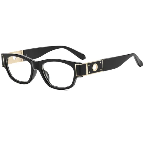 Trendy Smal Rechthoekig Zonnebril Voor Dames Heren Mode Klein Vierkant Montuur Metalen Ronde Gat Decoratie Bril UV400