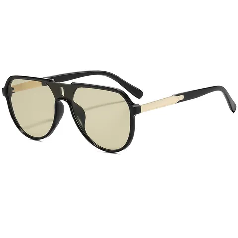 Gafas de Sol de una Sola Pieza de Piloto de Moda para Hombres Mujeres Retro Shield Gafas de Sol Ciclismo Marco de PC Protección UV400