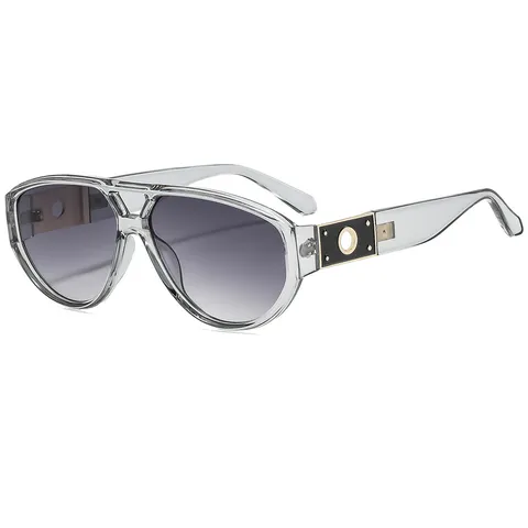 Trendy Oversized Vierkante Zonnebril Voor Dames Heren Mode Luxe Metalen Ring Poten Getinte PC Lenzen UV400 Bril