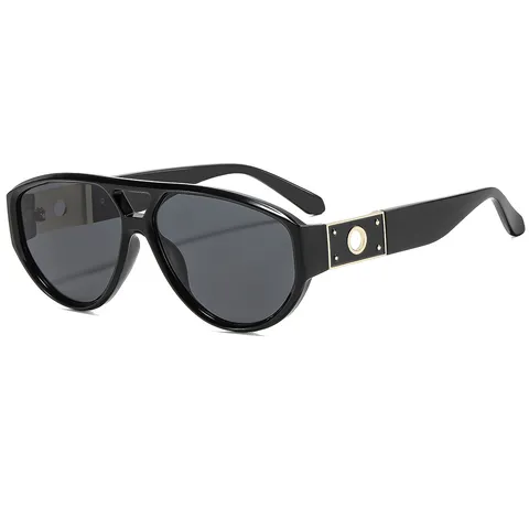 Trendy Oversized Vierkante Zonnebril Voor Dames Heren Mode Luxe Metalen Ring Poten Getinte PC Lenzen UV400 Bril