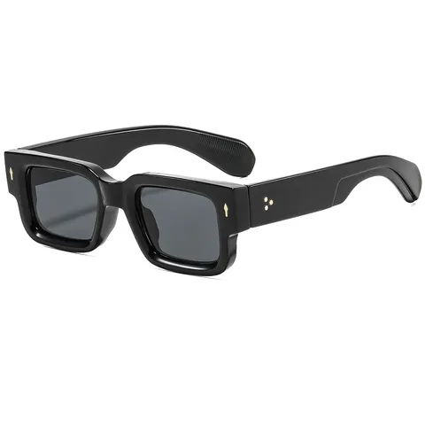 Lunettes de Soleil Carrées Rétro Tendance à Monture Épaisse Avec Rivets en Flèche Protection UV400 Lunettes en PC pour Hommes Femmes Mode
