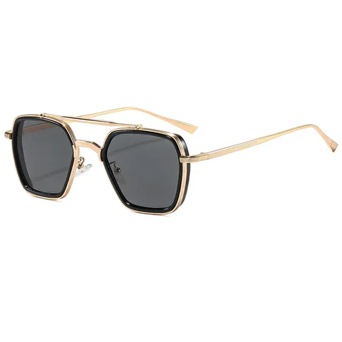 Retro Dubbele Brug Zonnebril Voor Mannen Vrouwen Mode Punk Metalen Frame Gradiënt UV400 Zonnebrillen Trendy Brillen