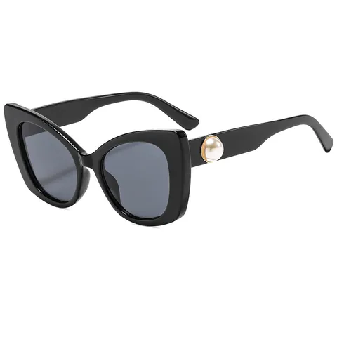 Dames Mode Cat Eye Zonnebril Luxe Parel Pootjes Ontwerp UV400 PC Gradiënt Glazen Oversized Vierkante Zonnebril Streetwear