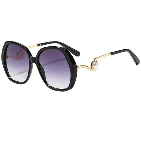 Retro Cat-Eye Sunglasses For Women Men Oversized Gradient Trendy Fashion Eyewear UV400 Metal Plastic Frames Wavy Temples Artificial Pearl Accents Outdoor Beach Party Glasses Gift