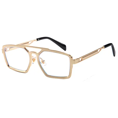 Lunettes de Soleil Vintage en Métal à Double Pont Pour Hommes Femmes Monture Carrée de Mode Lunettes de Cyclisme d'Extérieur T22141