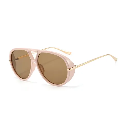 Occhiali da Sole Aviatore Vintage per Donna Uomo Doppio Ponte Metallo PC Montatura alla Moda Trendy Personalità Occhiali