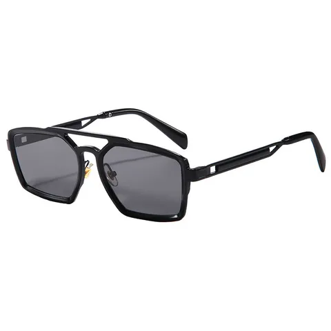 Lunettes de Soleil Vintage en Métal à Double Pont Pour Hommes Femmes Monture Carrée de Mode Lunettes de Cyclisme d'Extérieur T22141