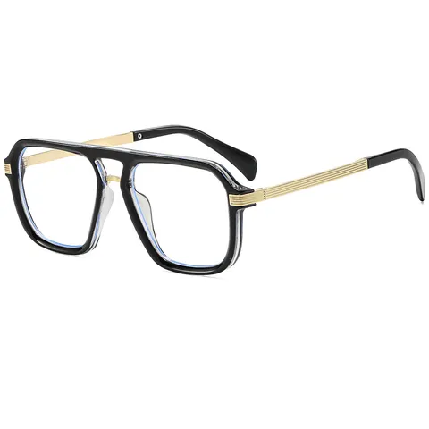 Fashion Double Bridge Square Sunglasses For Unisex Classic UV400 Protection PC Frame Metal Temple Outdoor Eyewear