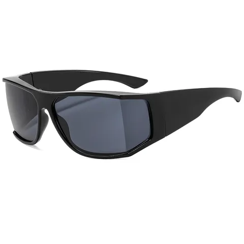 Occhiali da Sole Curvi Stile Y2K Futuristico Millennium Per Unisex In Materiale PC Occhiali da Sole Sportivi Wrap Around UV400 Montatura Oversized Personalizzata