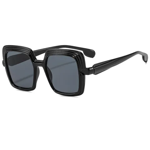 Gafas de Sol Cuadradas de Moda Bloque de Color para Mujeres Hombres Montura Oversize de Capas PC UV400 Protección Solar Gafas para Fiesta Vacaciones