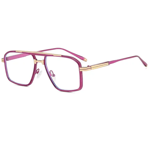 Fashion Square Clear Glasses For Men Women Metal Temples Double Bridge Large Frame Optical Eyeglasses Frame Universal Eyewear