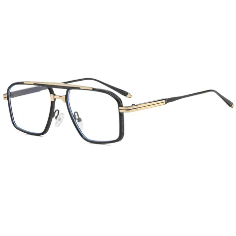 Fashion Square Clear Glasses For Men Women Metal Temples Double Bridge Large Frame Optical Eyeglasses Frame Universal Eyewear