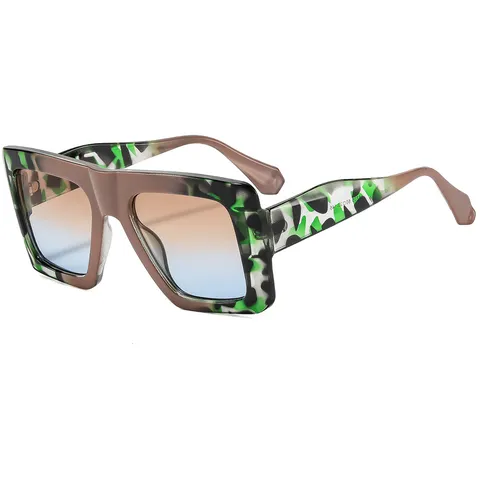 Trendy Oversized Square Sunglasses For Women Men PC Frame Gradient Lens Hong Kong Style UV400 Fashion Sun Glasses Beach Holiday