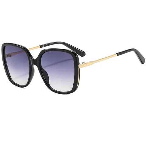 Vintage Oversized Square Sunglasses For Women Men Fashion Gradient Lens Sun Glasses PC Frame Metal Temple Classic Travel Driving Eyewear UV400