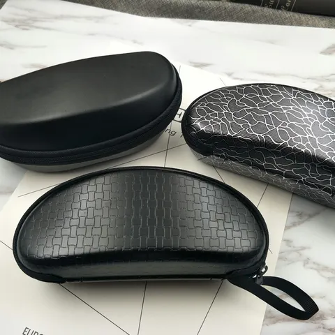 Tragbares Leder Eisen Hartschale Brillenetui Einfarbig Schützende Aufbewahrungsbox Für Sonnenbrillen Brillen Unisex Zubehör