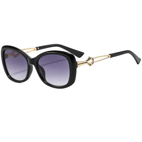 Oversized Butterfly Sunglasses For Women Trendy Injection Molded Frame Anti Blue Light Eyeglasses Hollow Metal Temples Western Sun Shading Eyewear