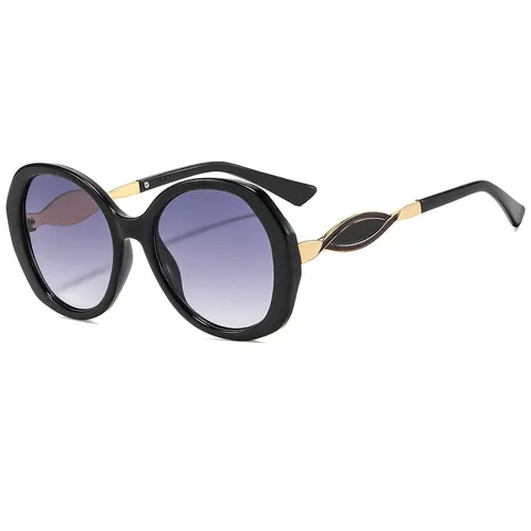 Trendy Oversized Round Sunglasses For Women UV400 Protection PC Metal Frame Splatter Leopard Print Eyewear For Outdoor Vacation Beach