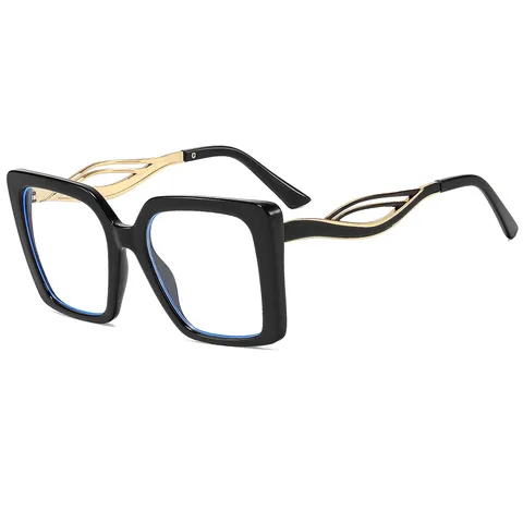 Retro Oversized Square PC Metal Frame Plain Glasses With Hollow Temples Fashion Colorful Gradient Optical Frame For Women Men Unisex Eyewear