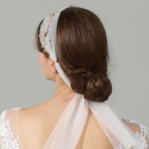 Handmade Fabric Flower Bridal Veil Wedding Headpiece Elegant Hair Accessories
