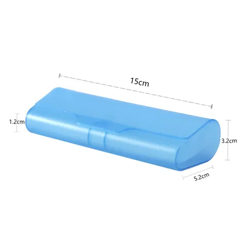Transluzent Blau Kunststoff Brillenetui Tragbare Lesebrille Aufbewahrungsbox Schutz Optische Brillen Organizer Halter