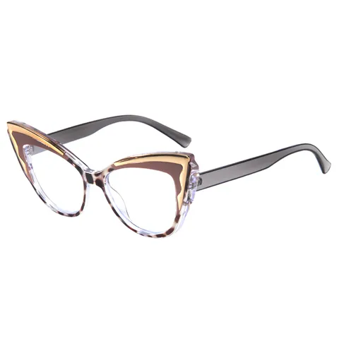 Trendy Cat Eye Anti-Blue Light Clear Glasses PC Frame Vintage Big Frame Optical Eyeglasses For Women Fashion Eyewear