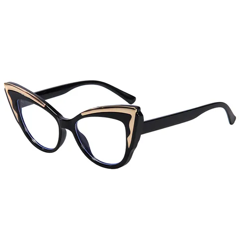 Trendy Cat Eye Anti-Blue Light Clear Glasses PC Frame Vintage Big Frame Optical Eyeglasses For Women Fashion Eyewear
