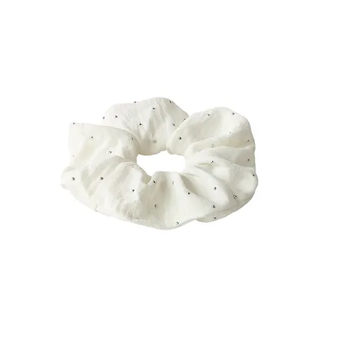 Korean Style Fashion Fabric Scrunchie Elegant Rhinestone Polka Dot Hair Tie Elastic Hair Band Hair Accessories For Women