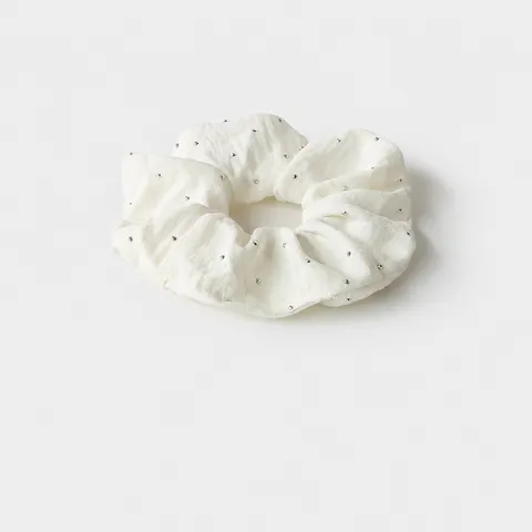 Korean Style Fashion Fabric Scrunchie Elegant Rhinestone Polka Dot Hair Tie Elastic Hair Band Hair Accessories For Women