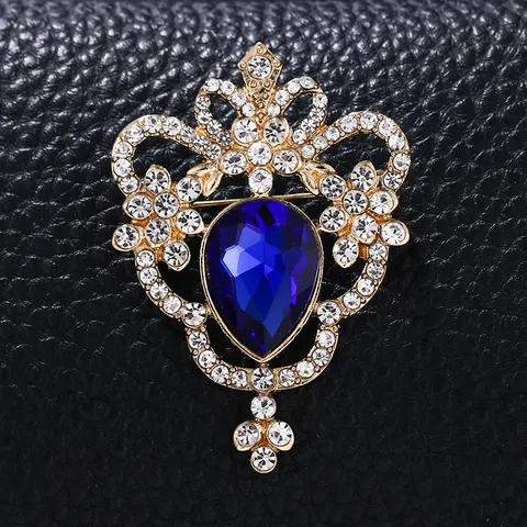 Fashion Alloy Rhinestone Crown Brooch Pin Crystal Clothing Accessories Jewelry