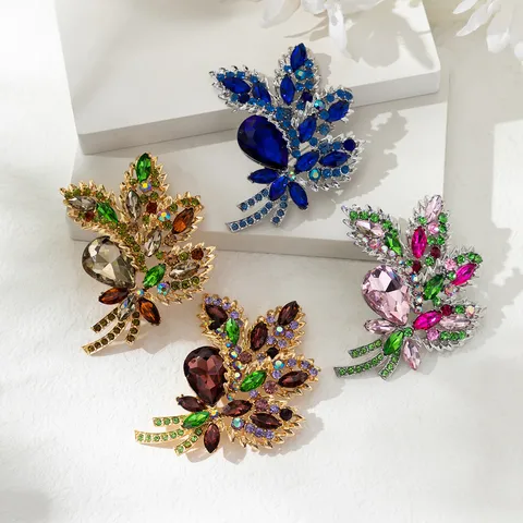 Fashion Alloy Crystal Glass Floral Brooch Pin Multi-functional Rhinestone Bouquet Brooch For Women Jewelry Gift