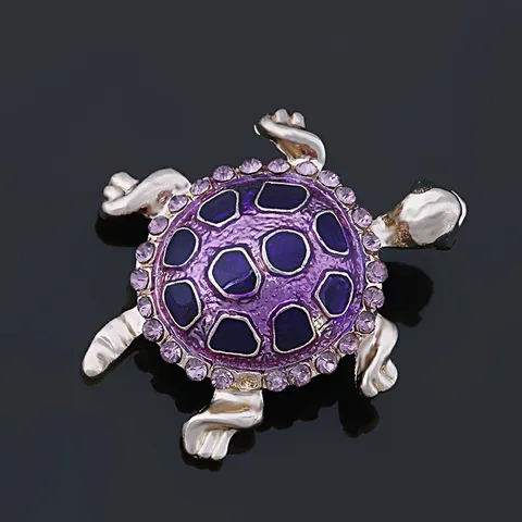 Exquisite Alloy Rhinestone Turtle Brooch Animal Pin Fashion Crystal Lapel Pin Clothing Accessories Jewelry Gift